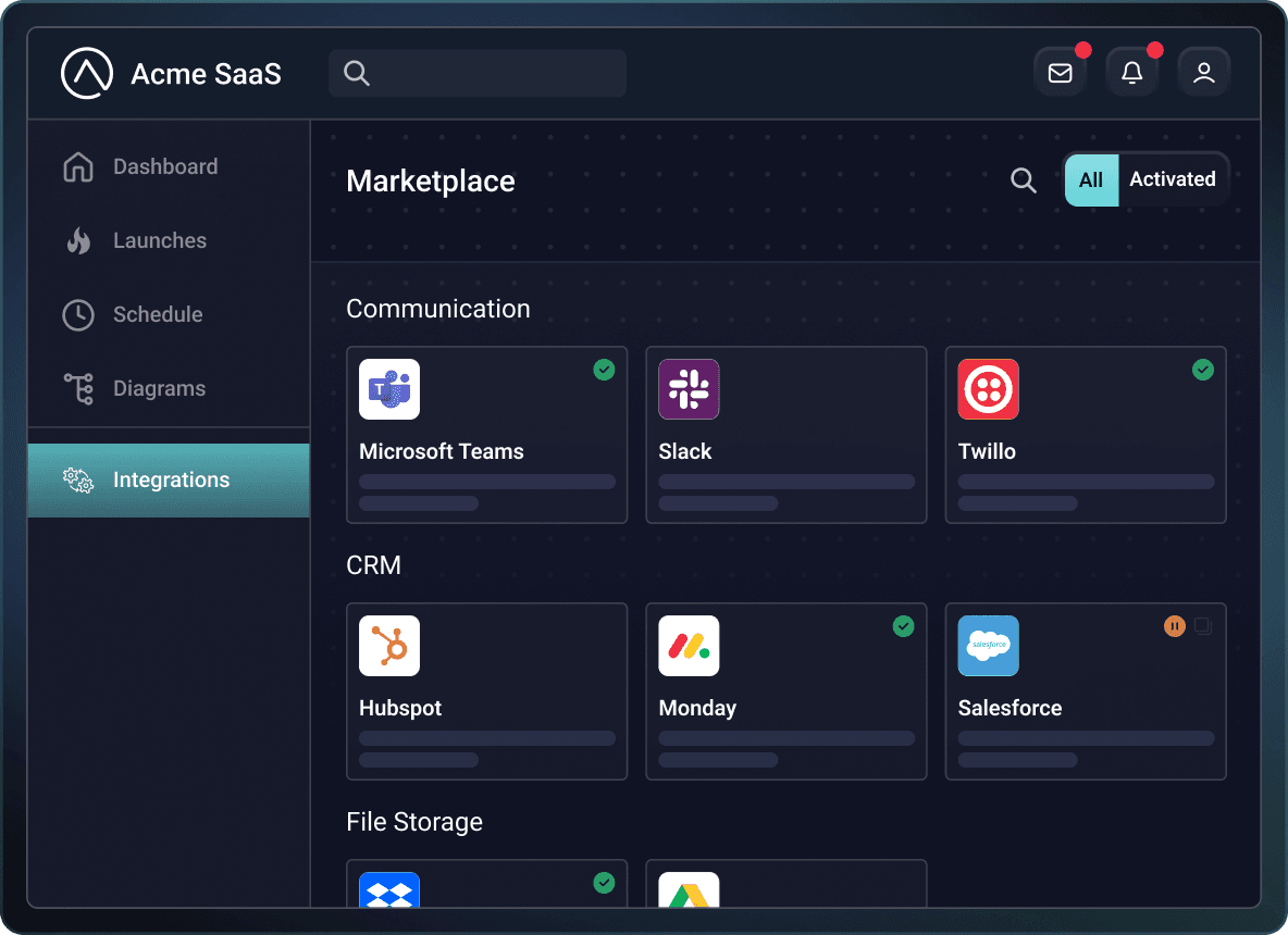 Integration marketplace screenshot