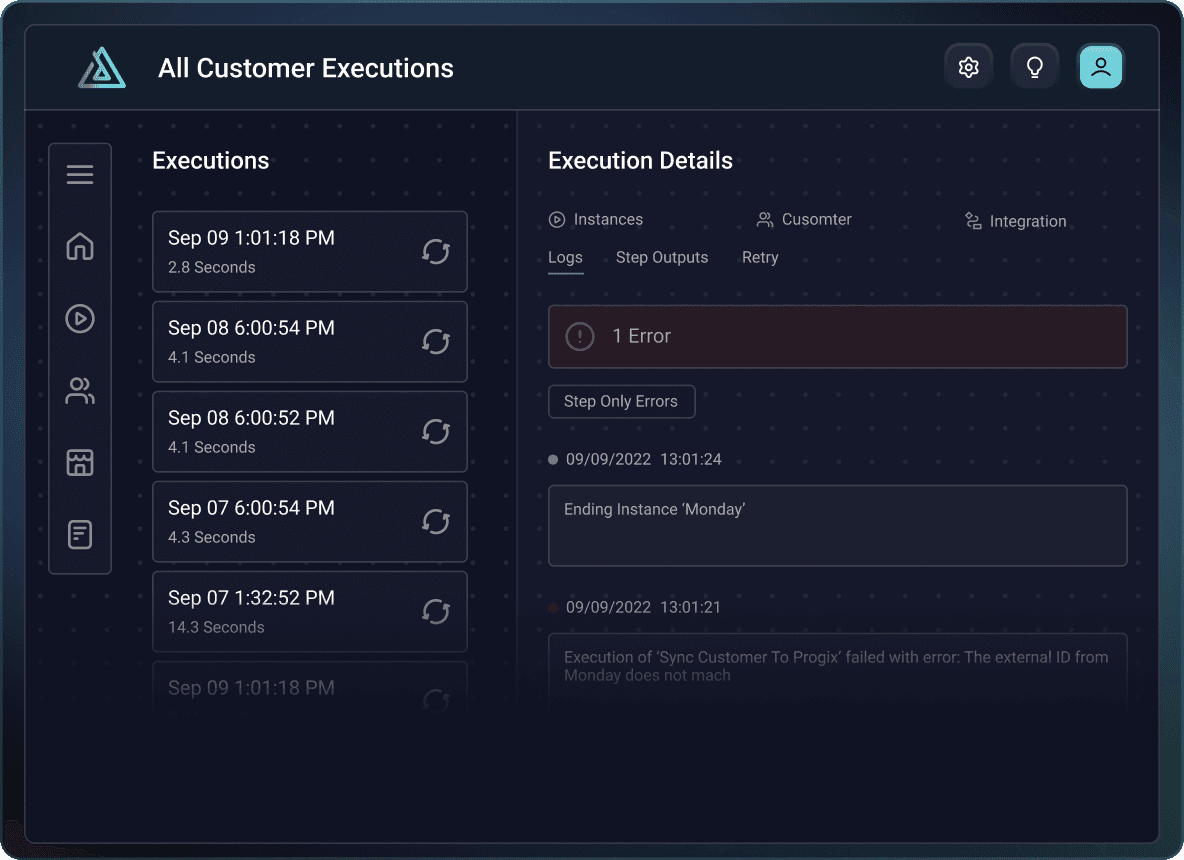 All customer executions screenshot
