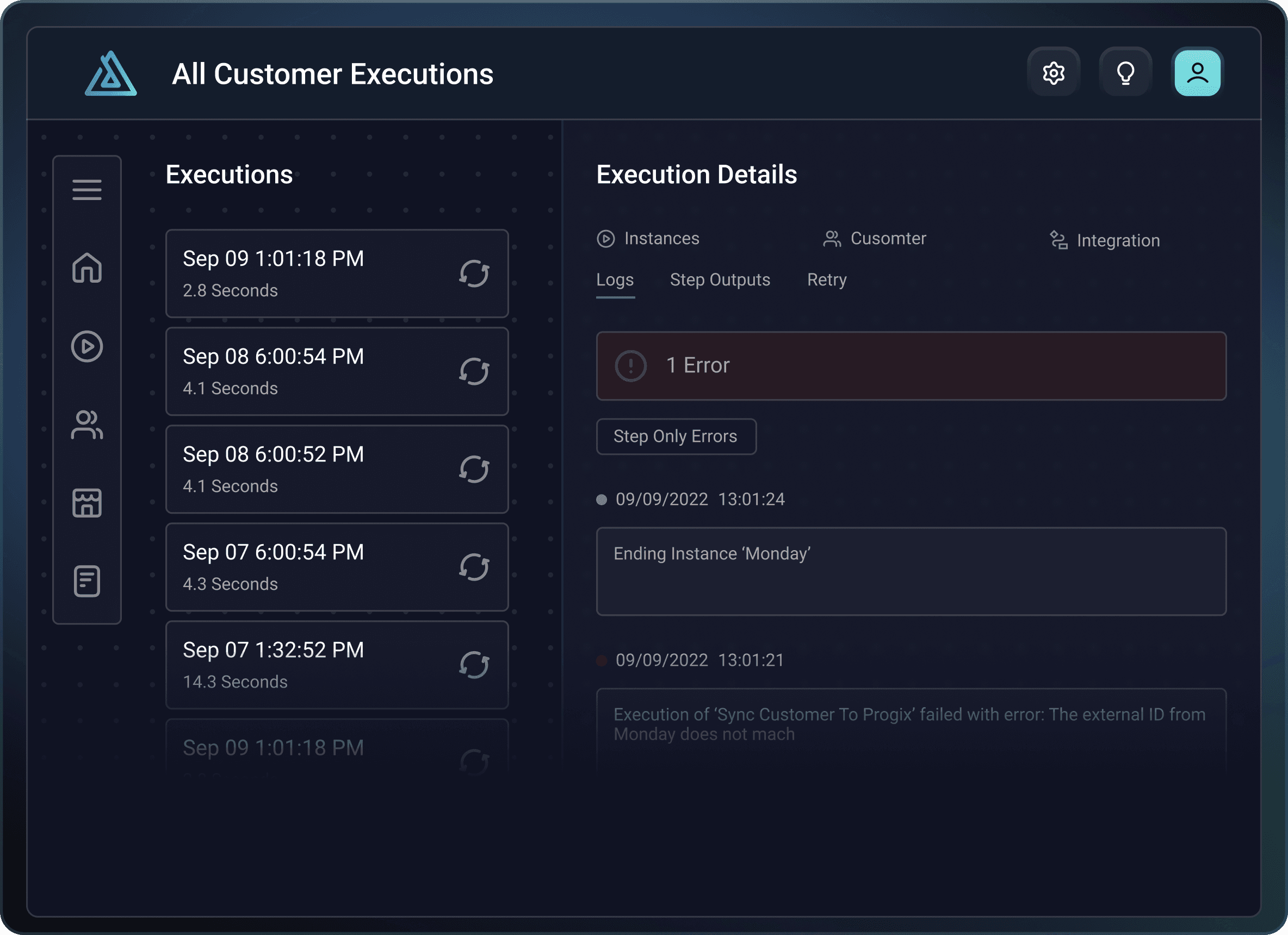 Customer executions example
