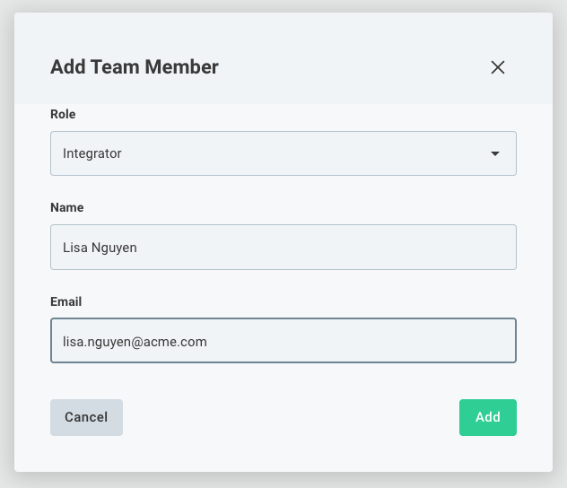Add team member in Prismatic app(maxWidth: 500px)