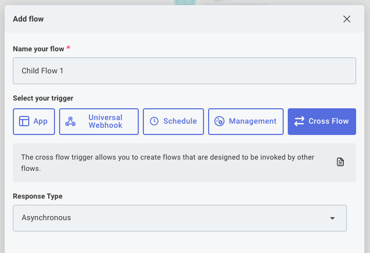 Add a cross-flow trigger to an integration(maxWidth: 650px)