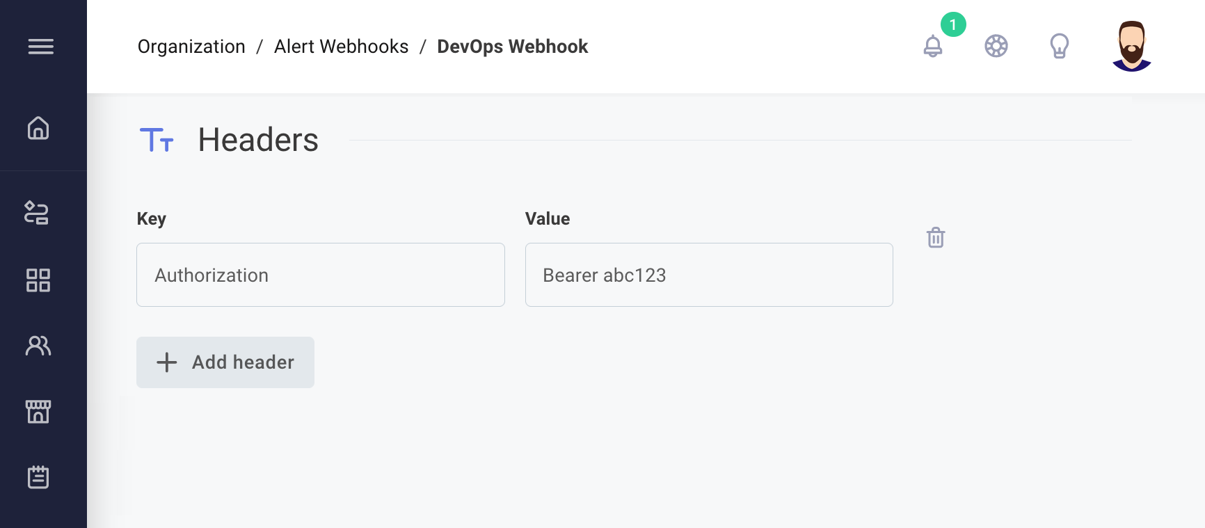 Configure HTTP headers for alert webhook in Prismatic app(maxWidth: 700px)