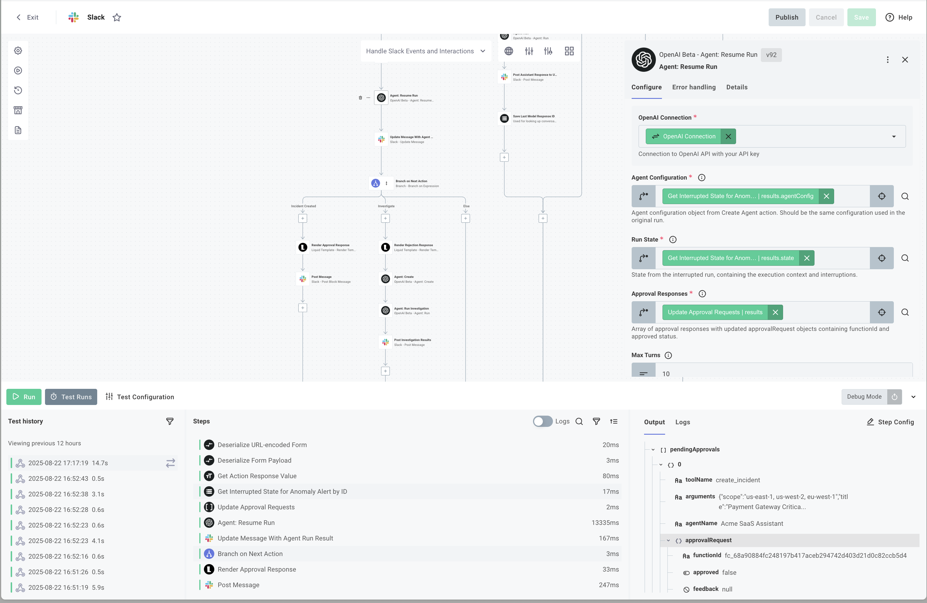 Create approval request and send to human