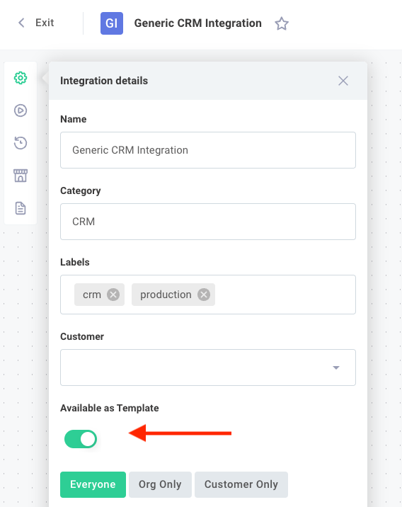 Create a new template of an integration(maxWidth: 650px)