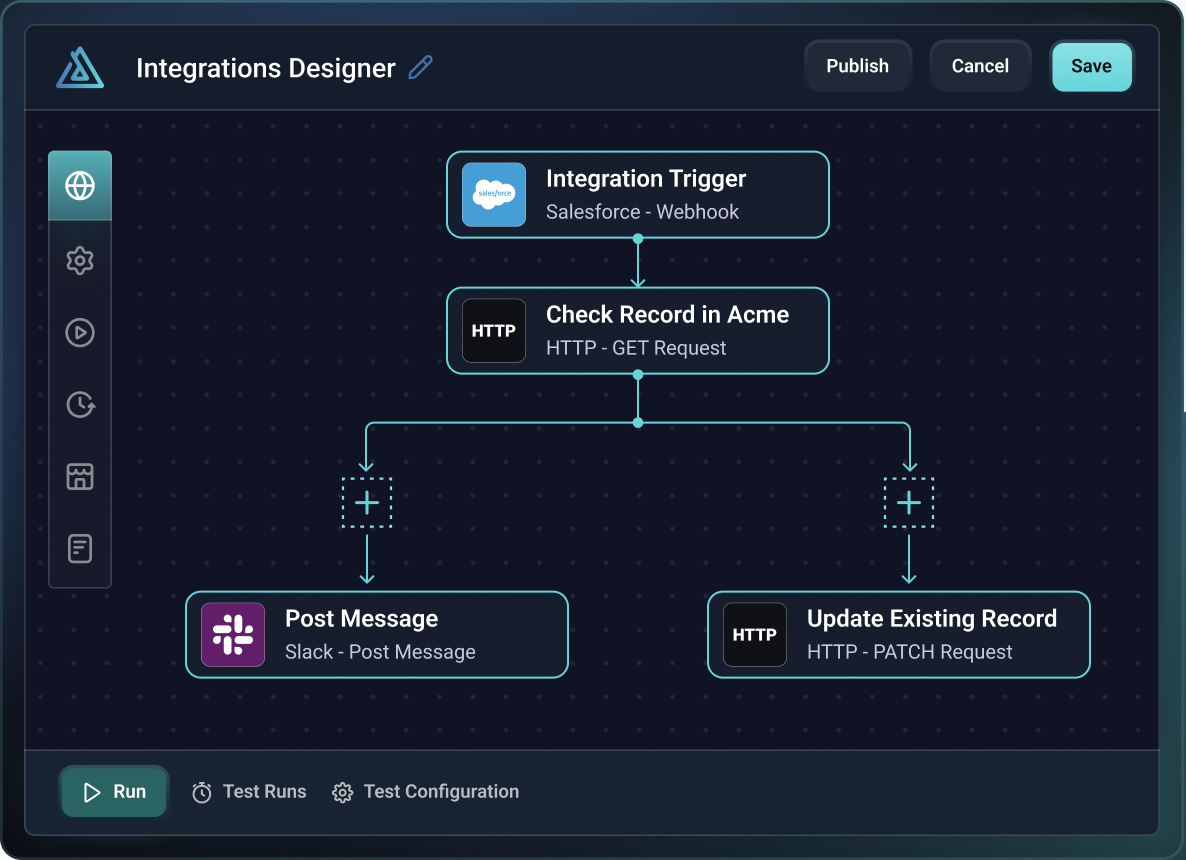 Integration designer interface showing component configuration(maxWidth: 500px)