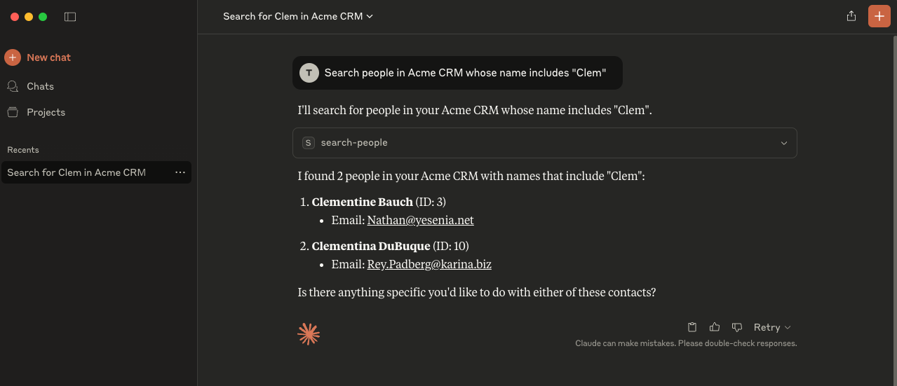 Claude using an agent flow to fetch data