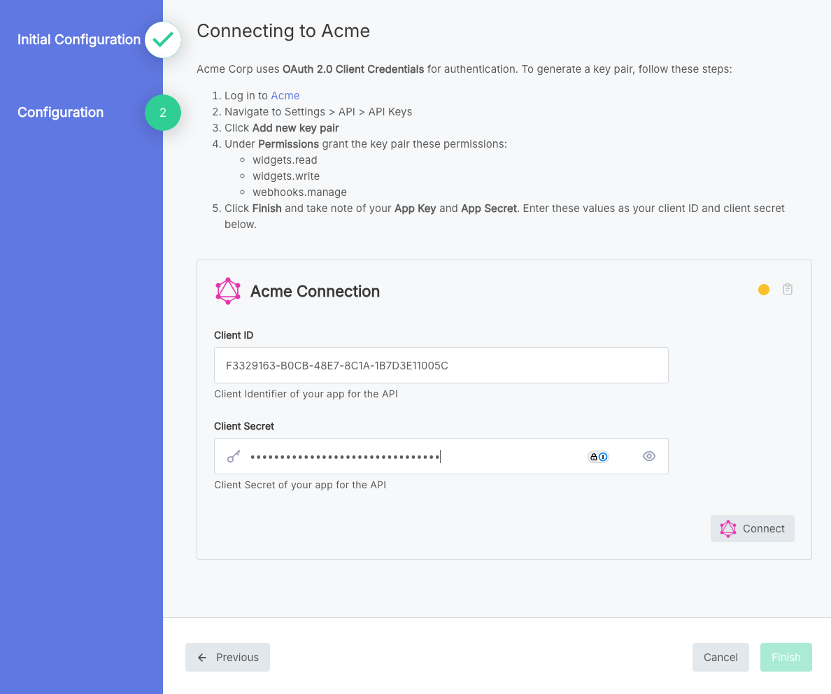 Client credentials input visibility(maxWidth: 800px)