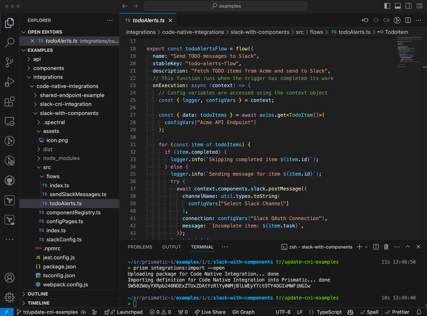 A code-native integration being built in Visual Studio Code(maxWidth: 800px)