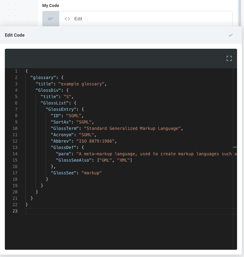 Code editor in Prismatic app(maxWidth: 600px)