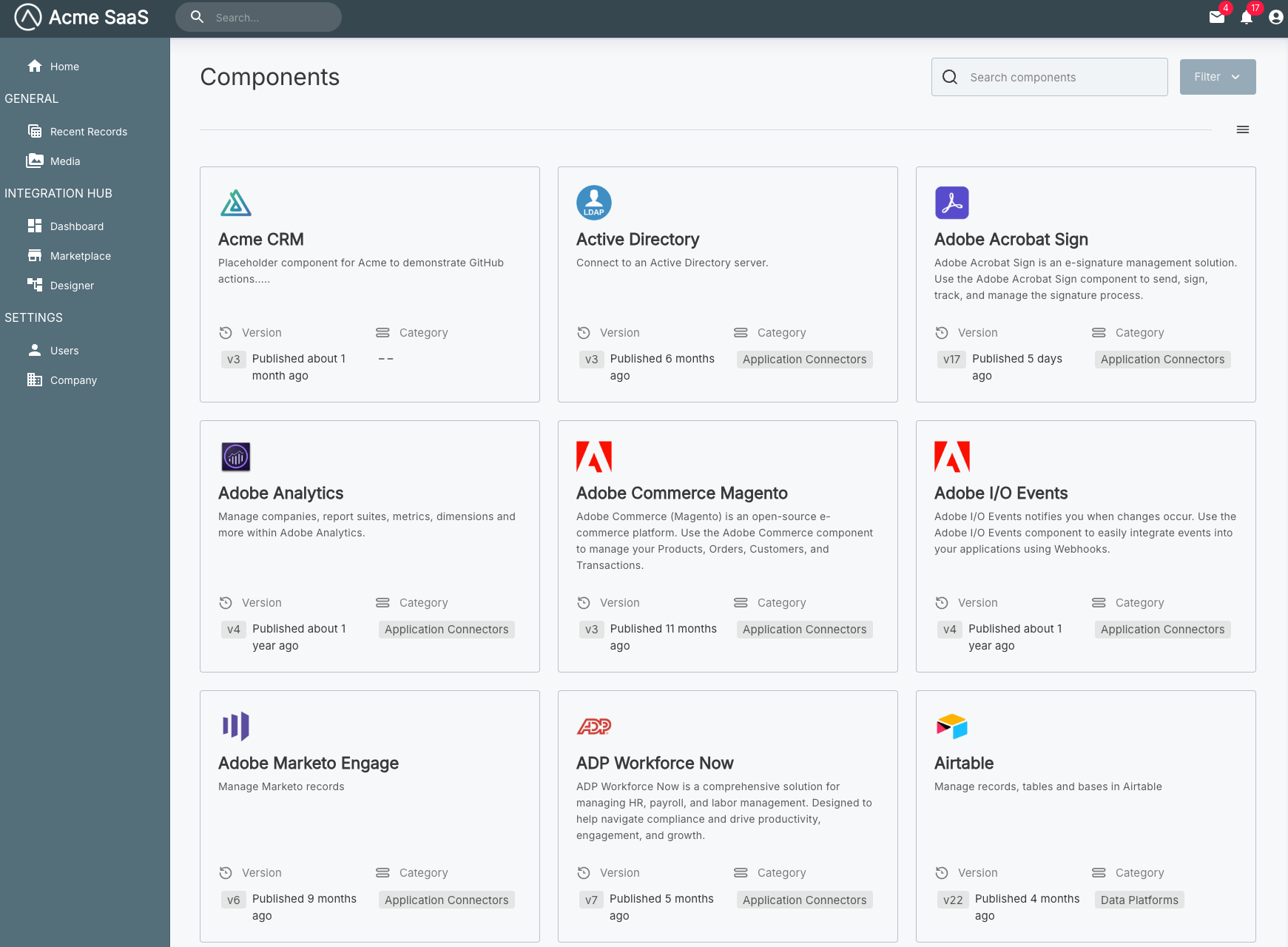 Embedded components listview screen
