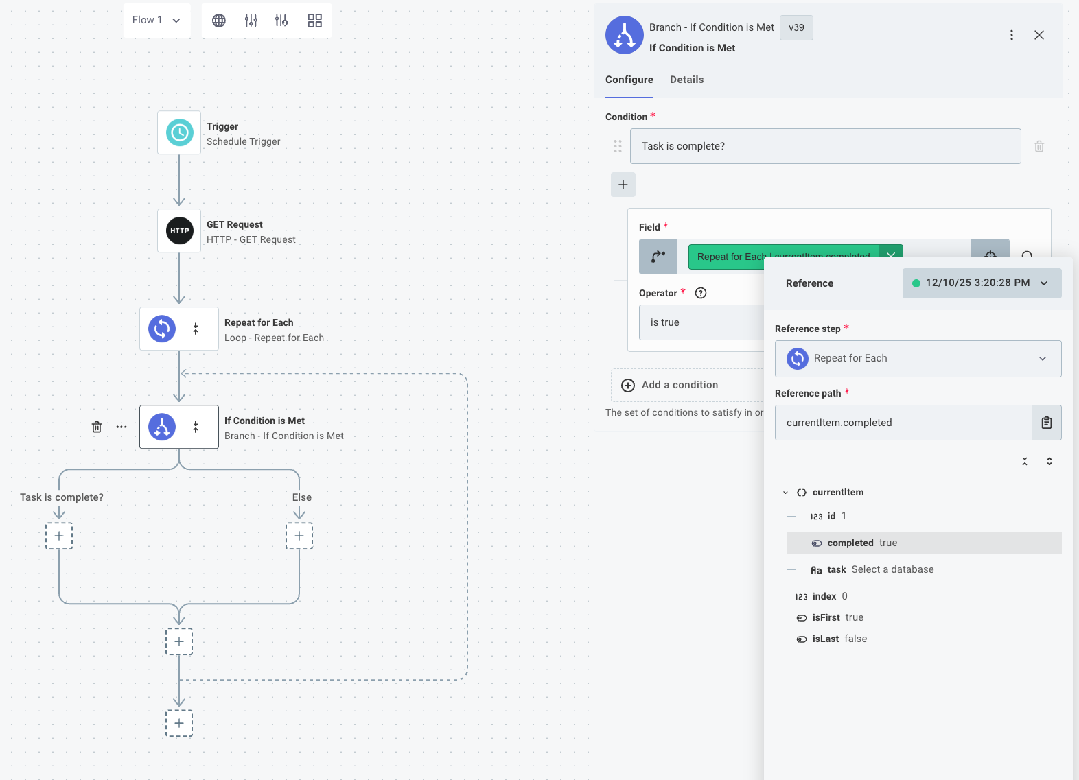 Configure branch step(maxWidth: 800px)