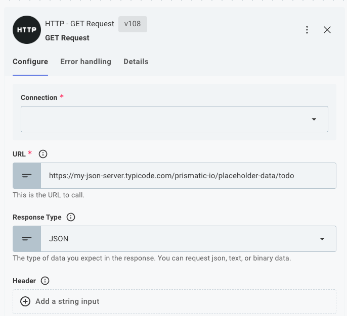 Configure HTTP GET step(maxWidth: 550px)