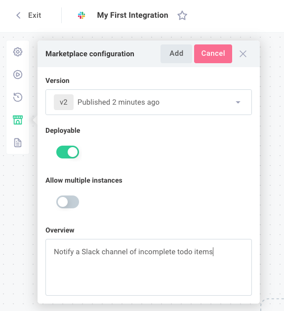 Configure integration overview for integration marketplace via Prismatic app(maxWidth: 500px)