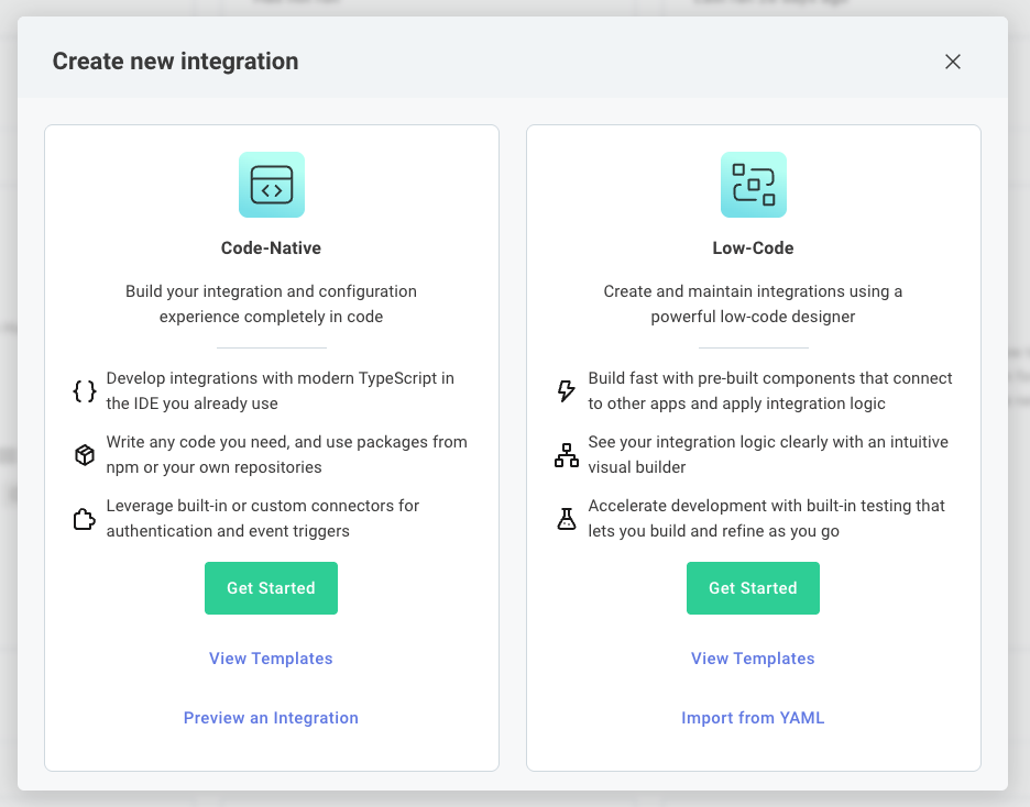 Configure a new integration(maxWidth: 800px)