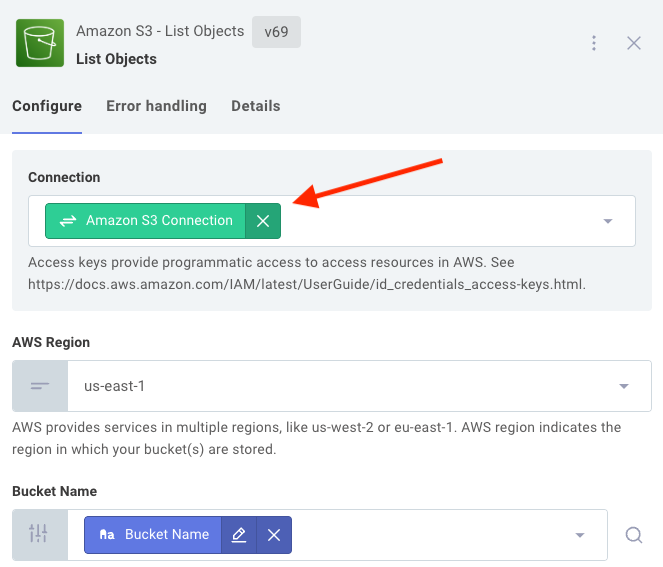 Connection step input in Prismatic app(maxWidth: 550px)