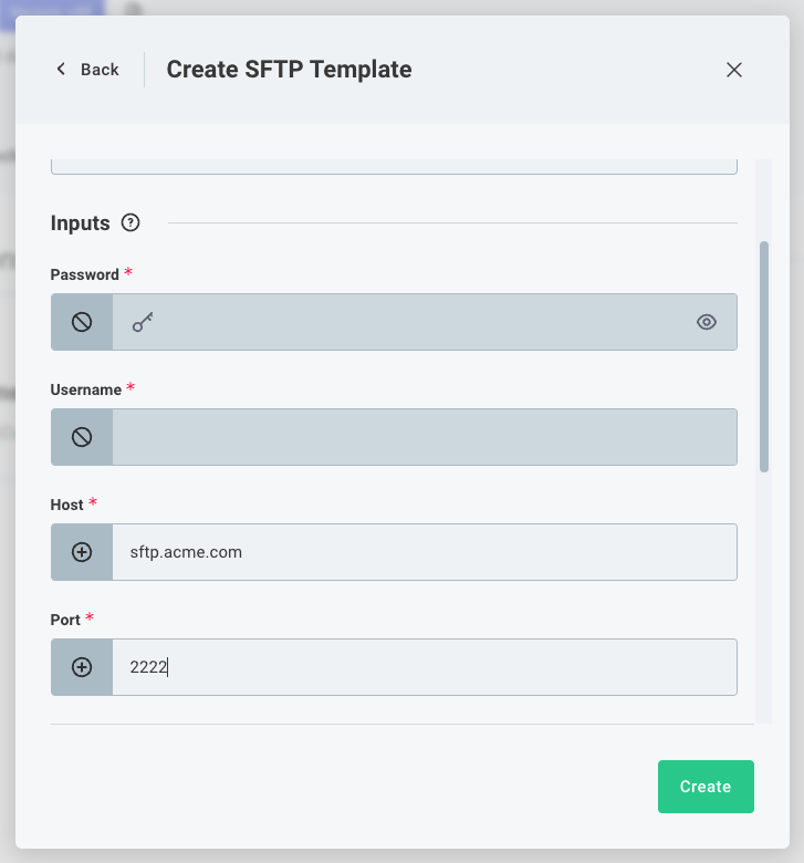 Add connection template inputs in Prismatic app