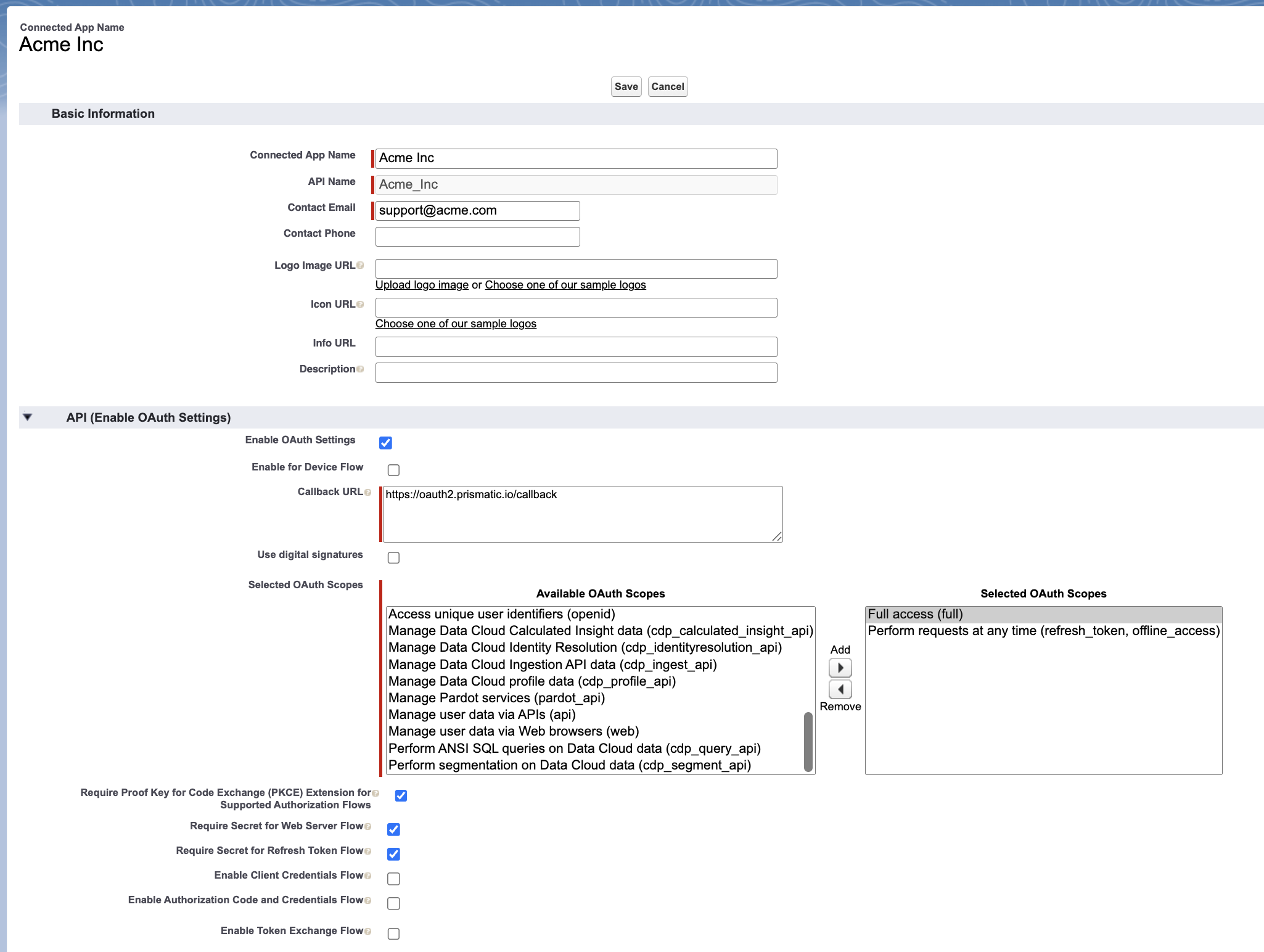 Manage Connected Apps in Salesforce Platform Tools