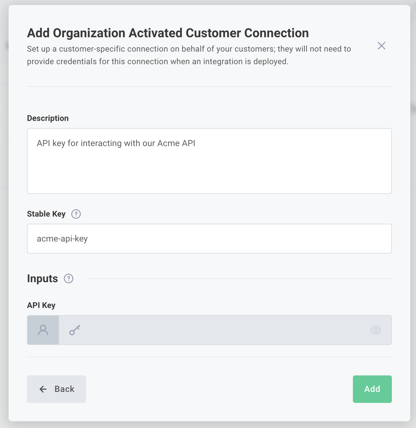 Create a new organization-activated customer connection(maxWidth: 500px)