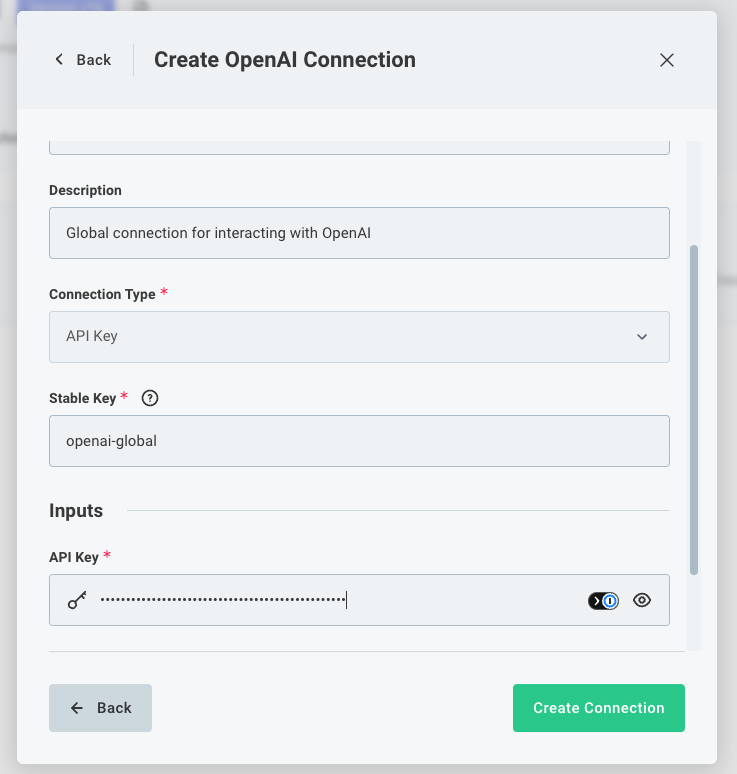 Create a new organization-activated global connection