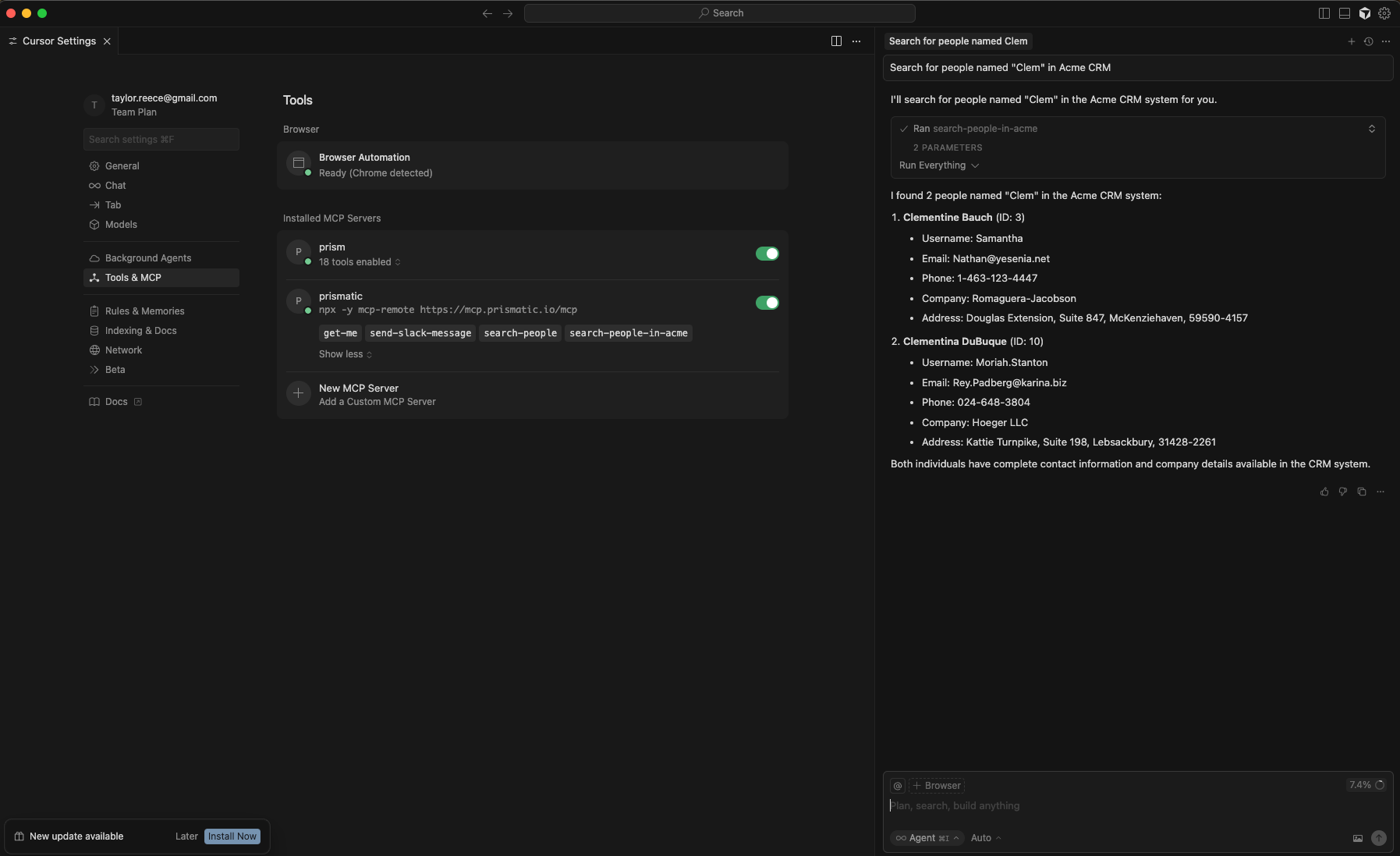 Connecting Cursor to Prismatic
