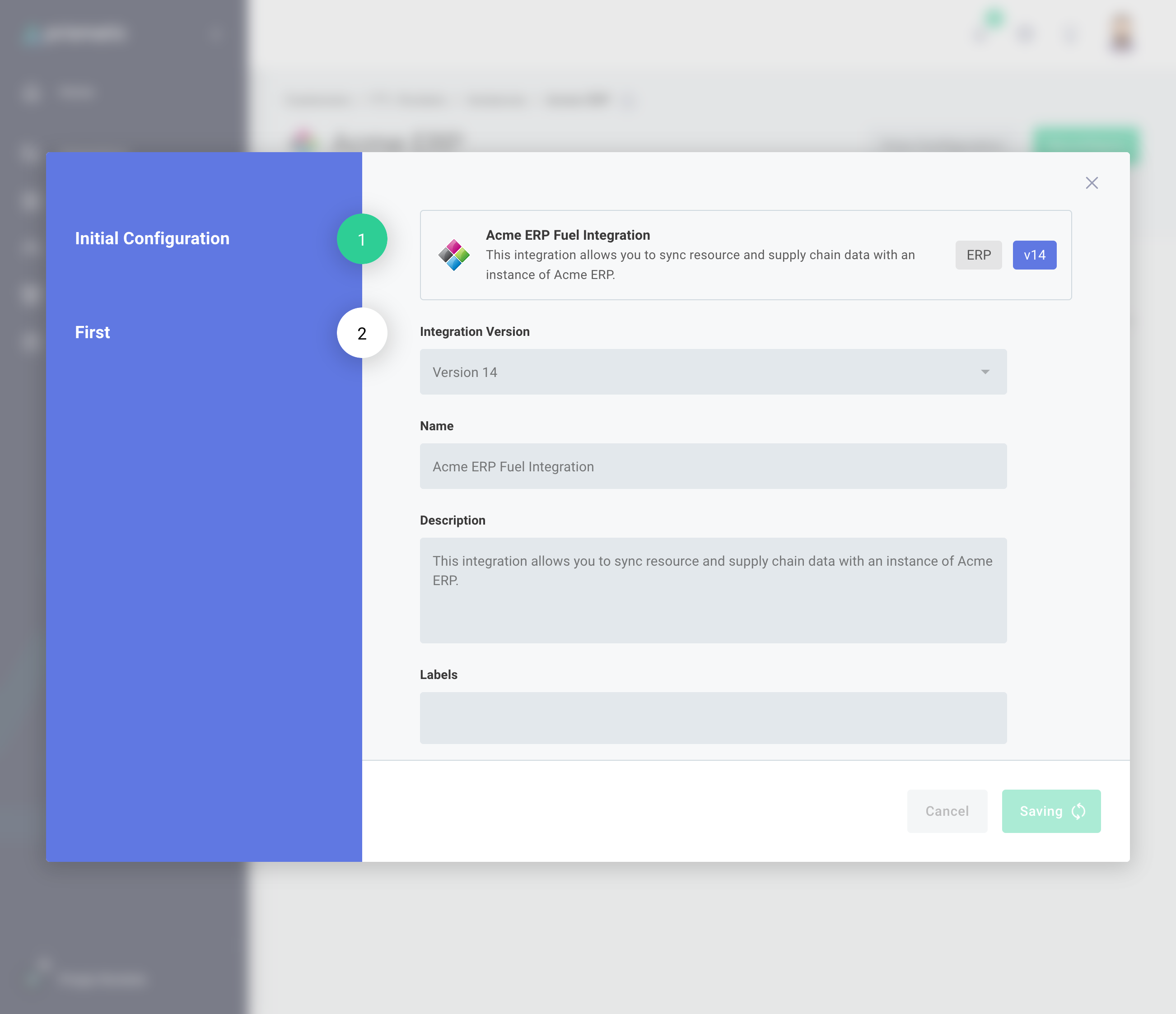Customer configures integration in Prismatic integration marketplace(maxWidth: 700px)