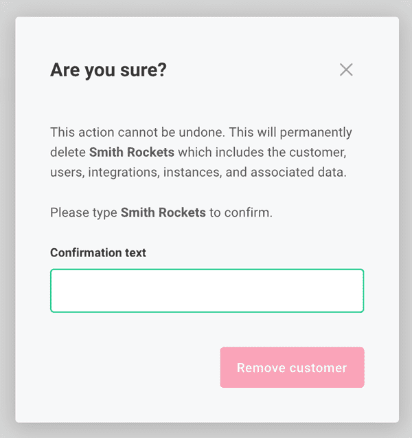 Delete customer in Prismatic app(maxWidth: 400px)