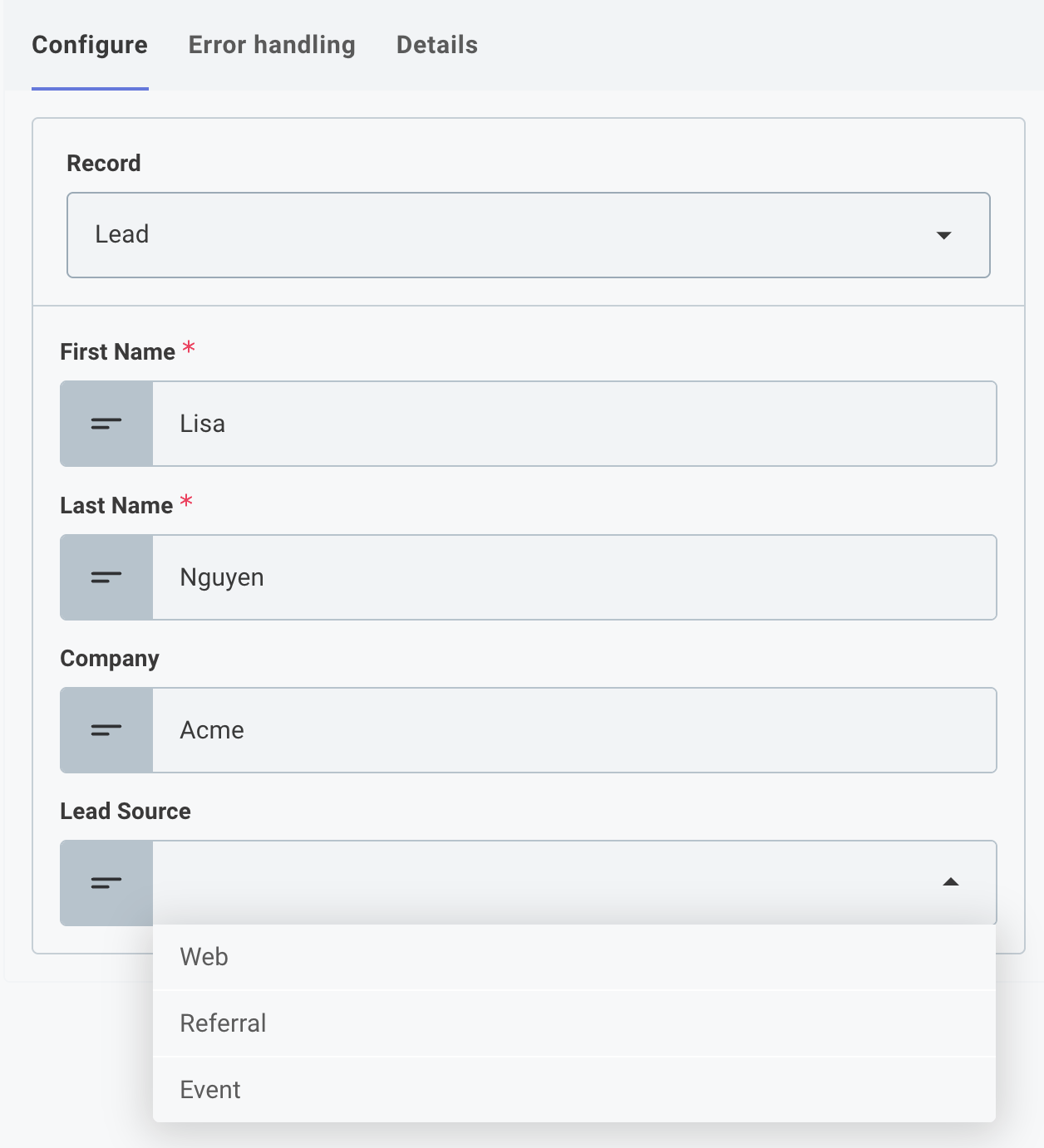 Dynamic object input in Prismatic app