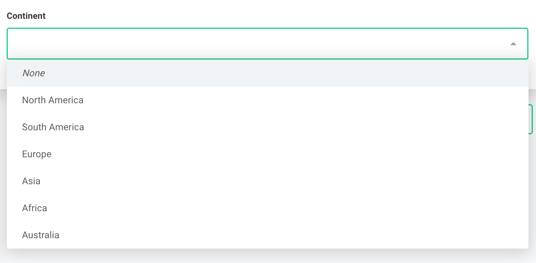 Screenshot of dropdown menu in JSON forms(maxWidth: 600px)