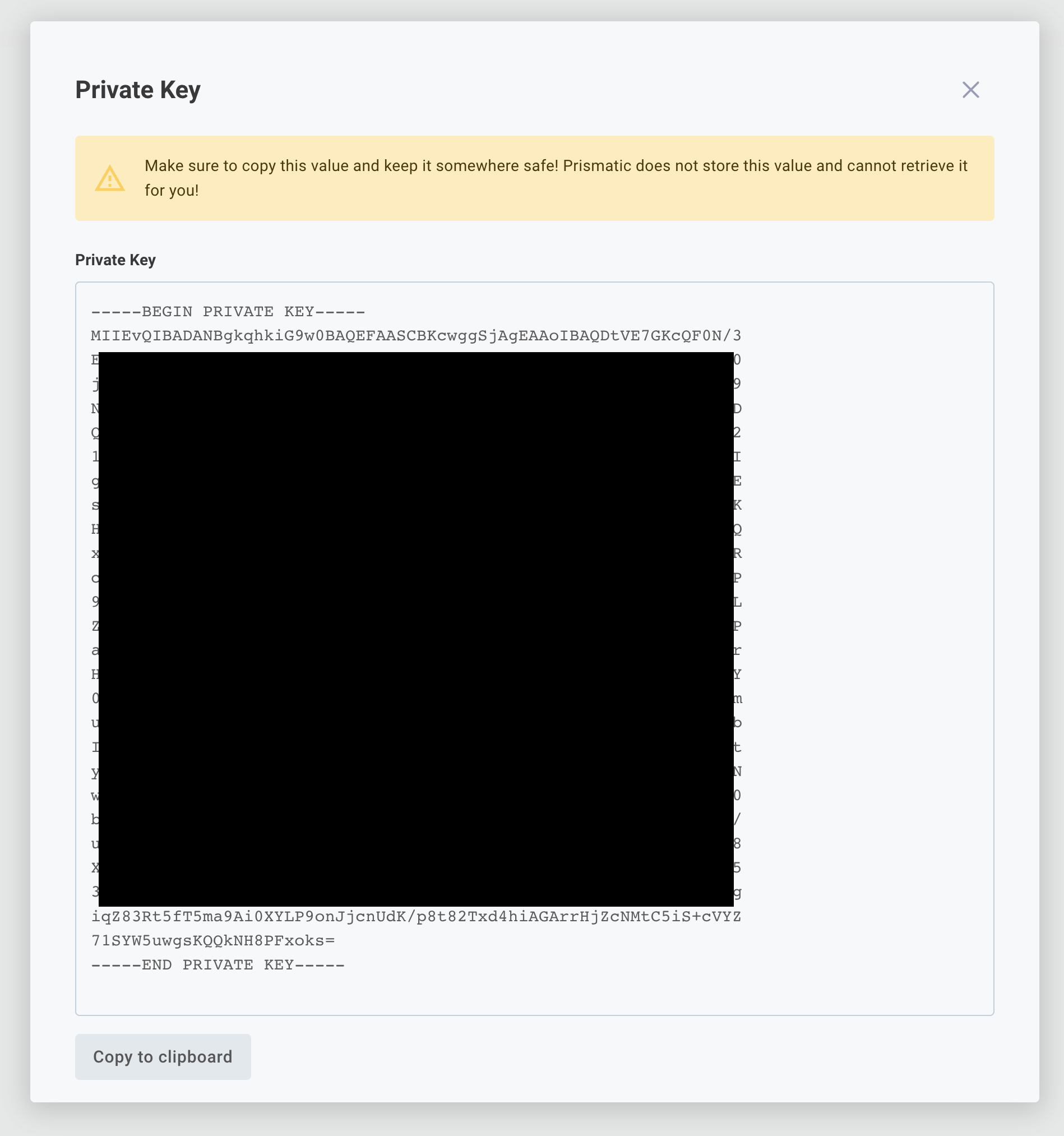 Get signing key in Prismatic app(maxWidth: 600px)