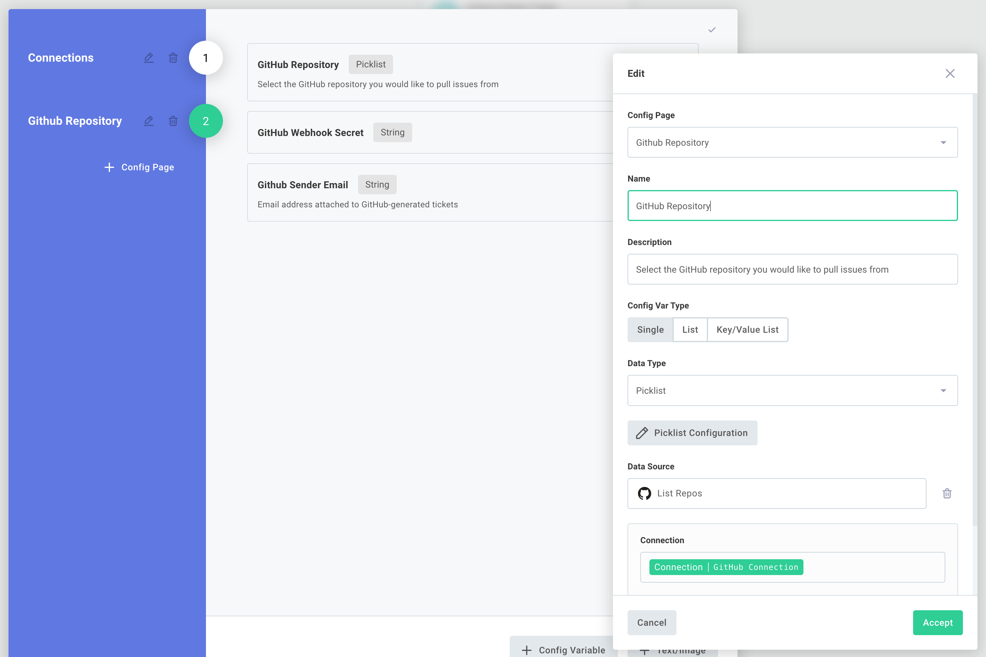 GitHub configure connection(maxWidth: 850px)