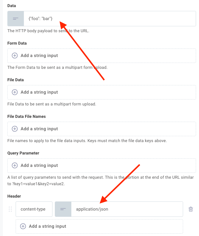 Raw request JSON content type header(maxWidth: 450px)
