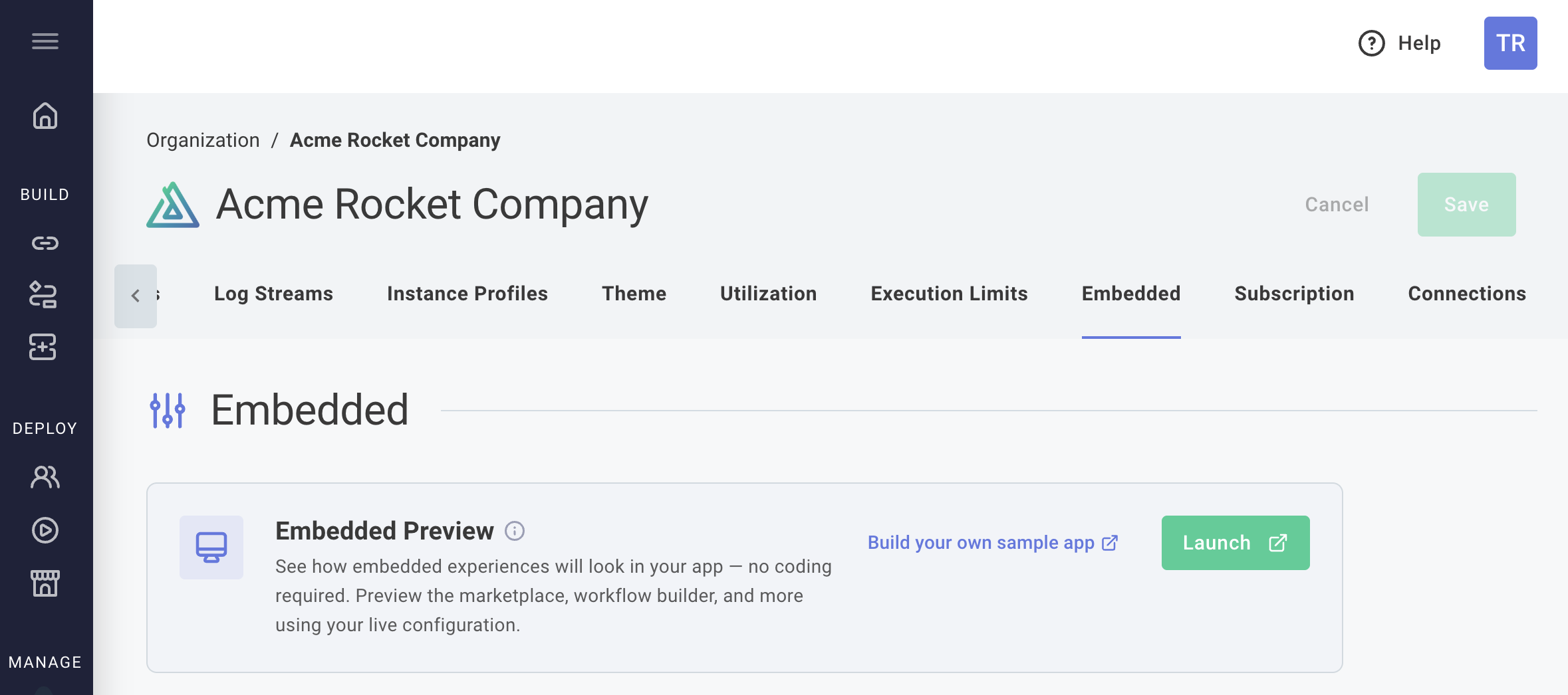 Launch embedded playground 