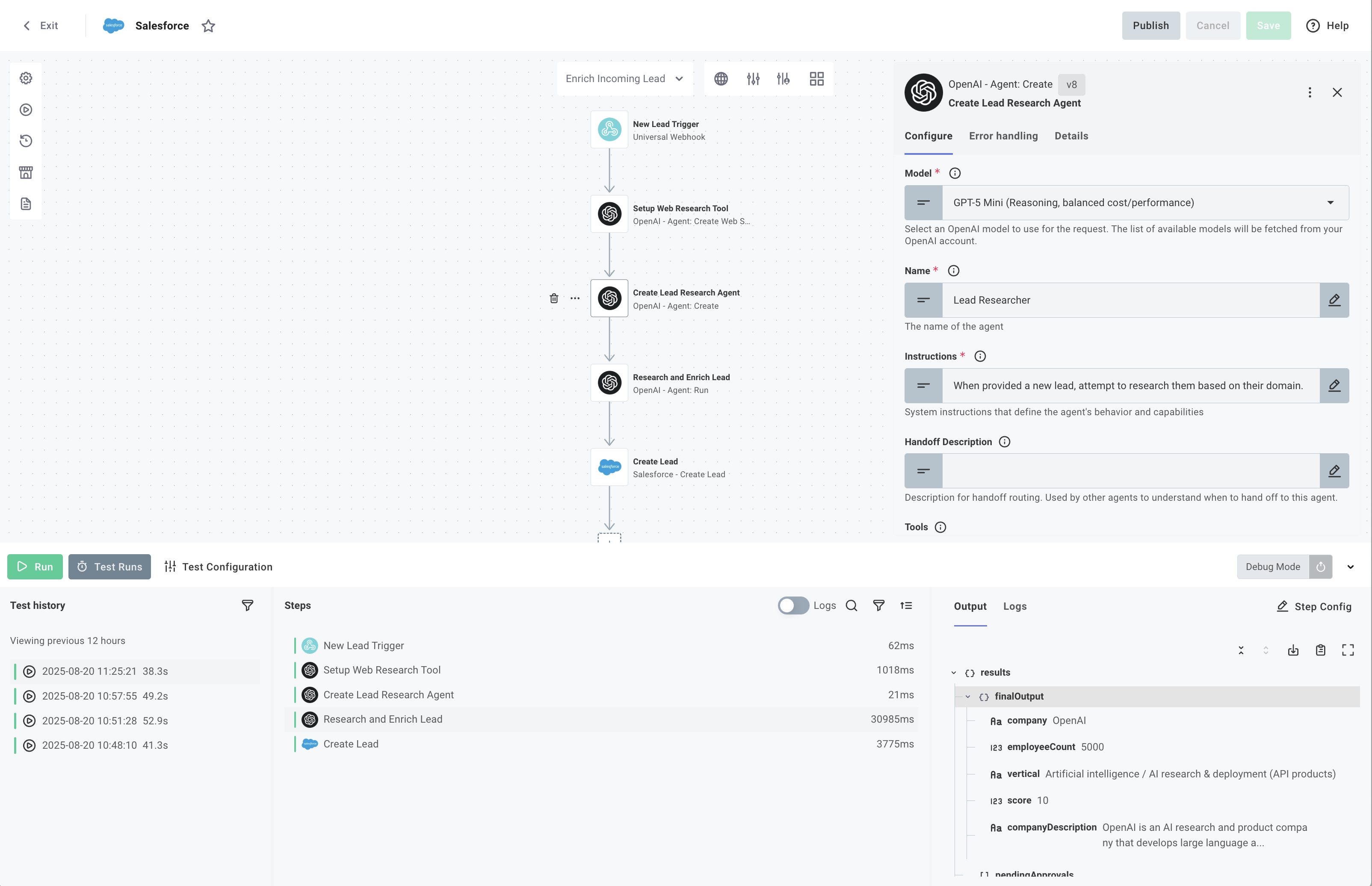 Lead research enrichment workflow