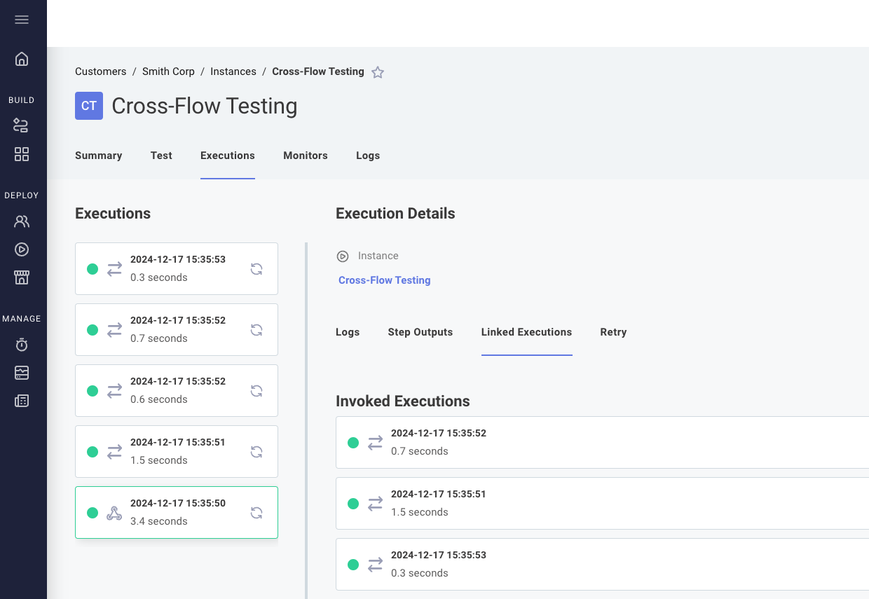 Linked executions in an instance screen(maxWidth: 800px)