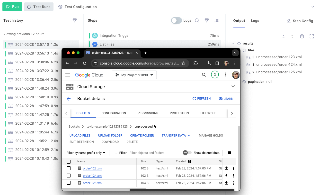 Google Cloud Storage - List Files result(maxWidth: 800px)