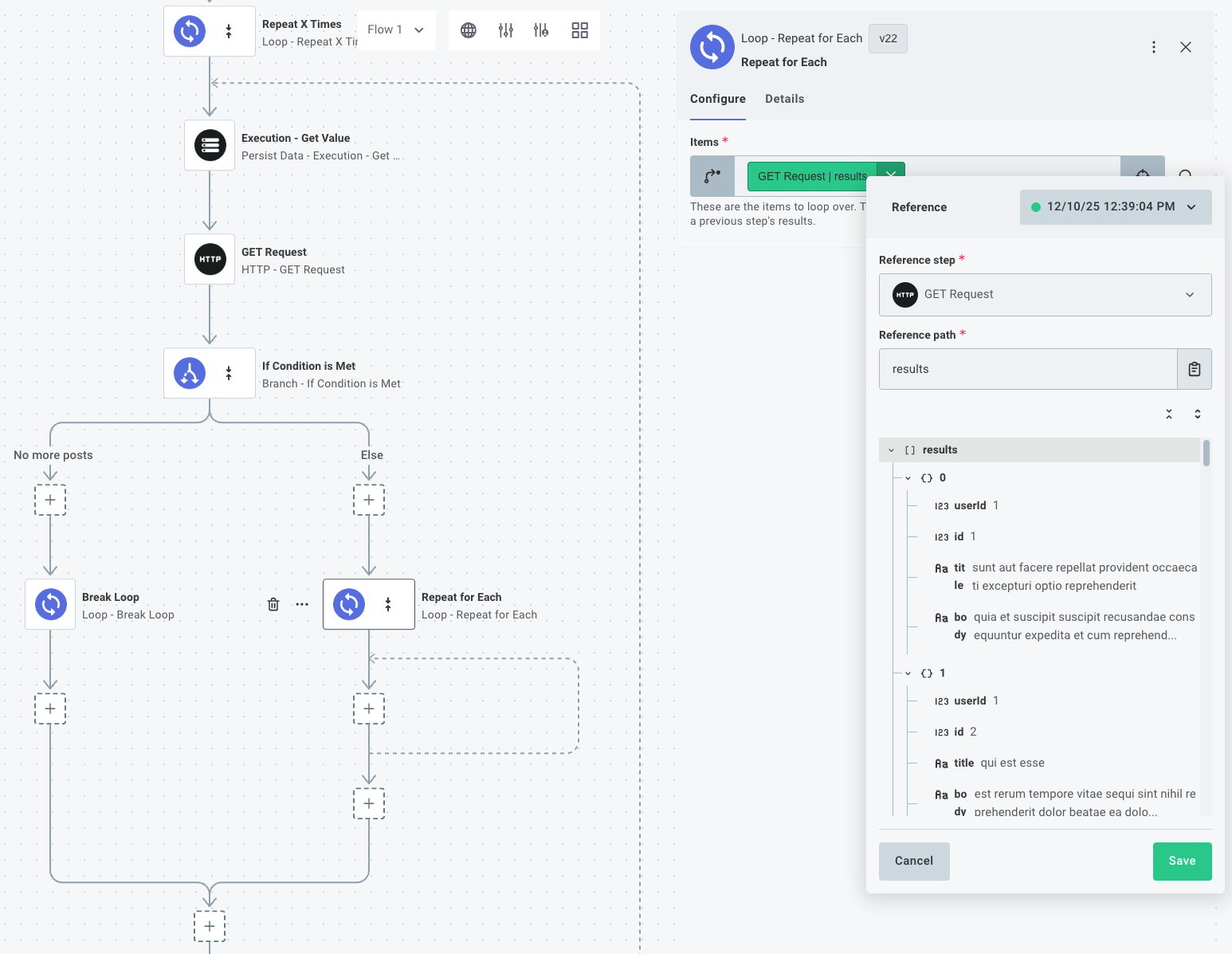 Repeat for Each in Prismatic integration designer
