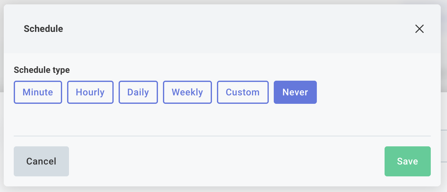 Set integration trigger to never run in Prismatic app(maxWidth: 450px)