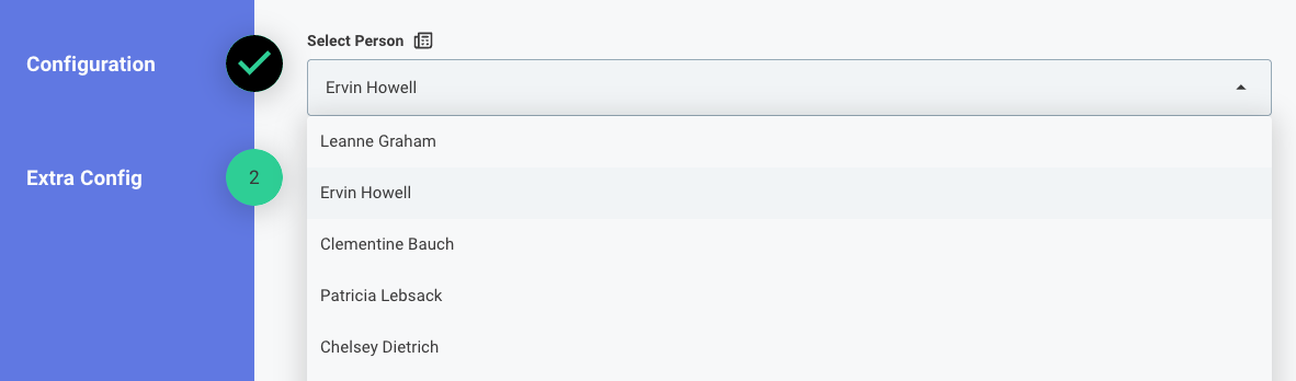 Example of a picklist code datasource in the config wizard 