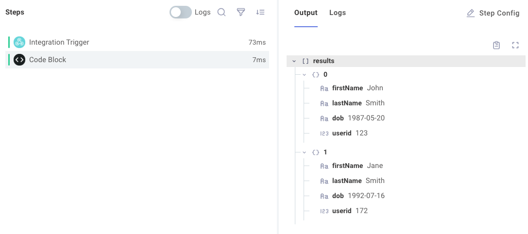 Step outputs in Prismatic integration designer(maxWidth: 800px)