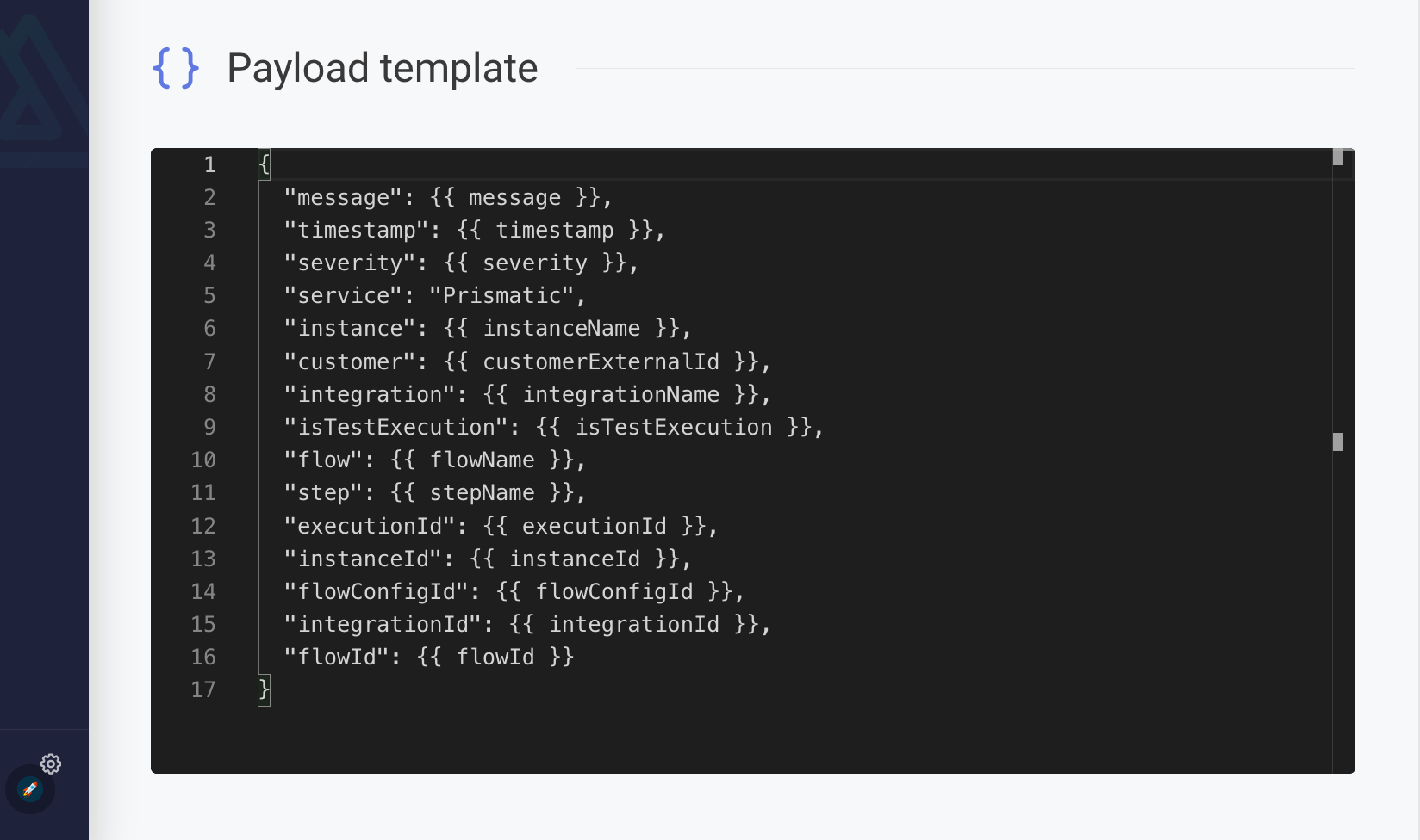 Create log message template in Prismatic app(maxWidth: 700px)