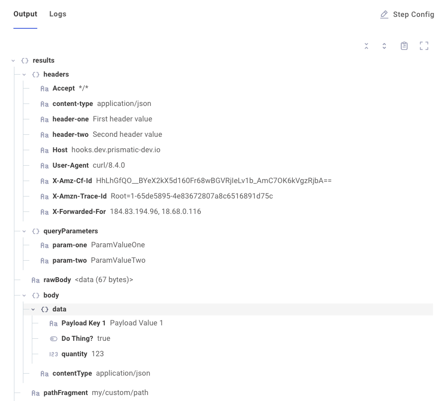 Screenshot of Sending Data to Webhook Triggers(maxWidth: 600px)