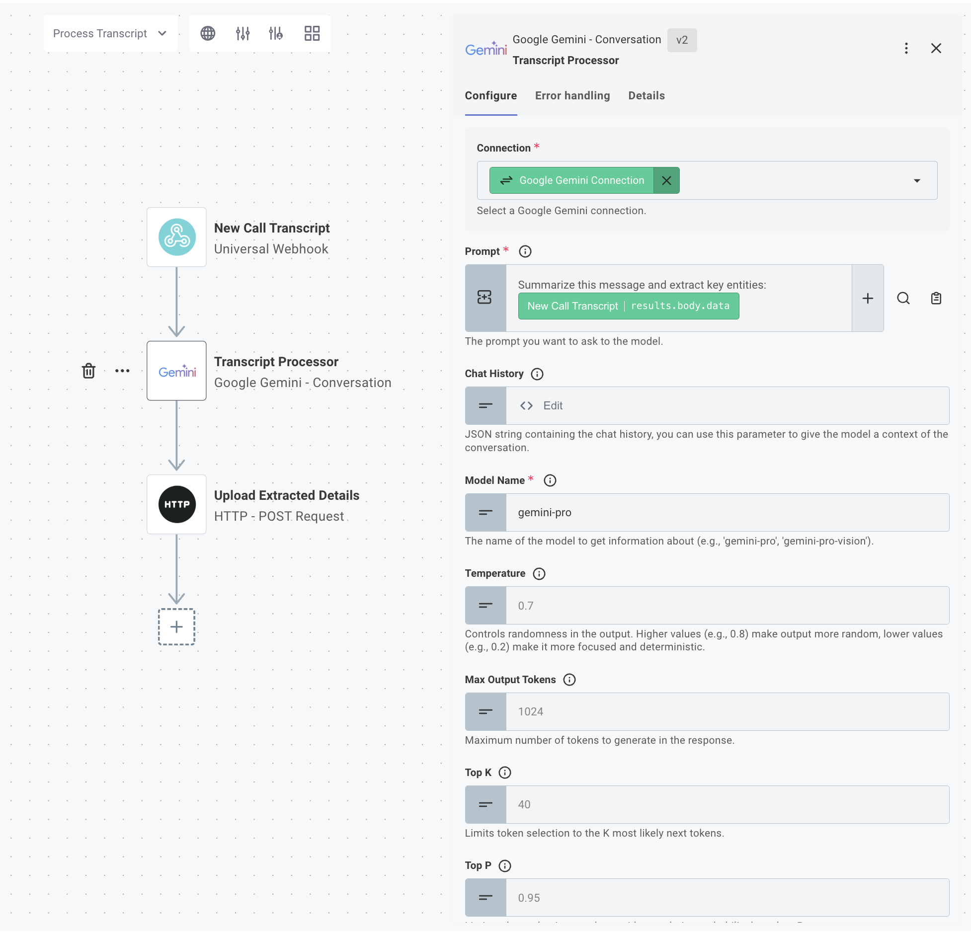 Configuring OpenAI component in Prismatic designer