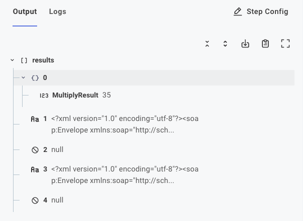 SOAP - Request Step Outputs in integration designer(maxWidth: 500px)
