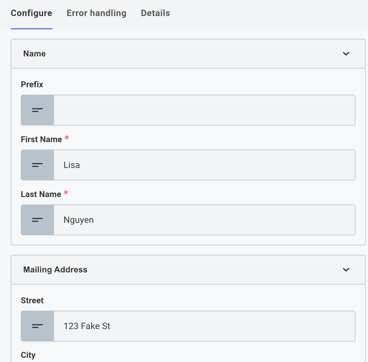 Structured object input in Prismatic app