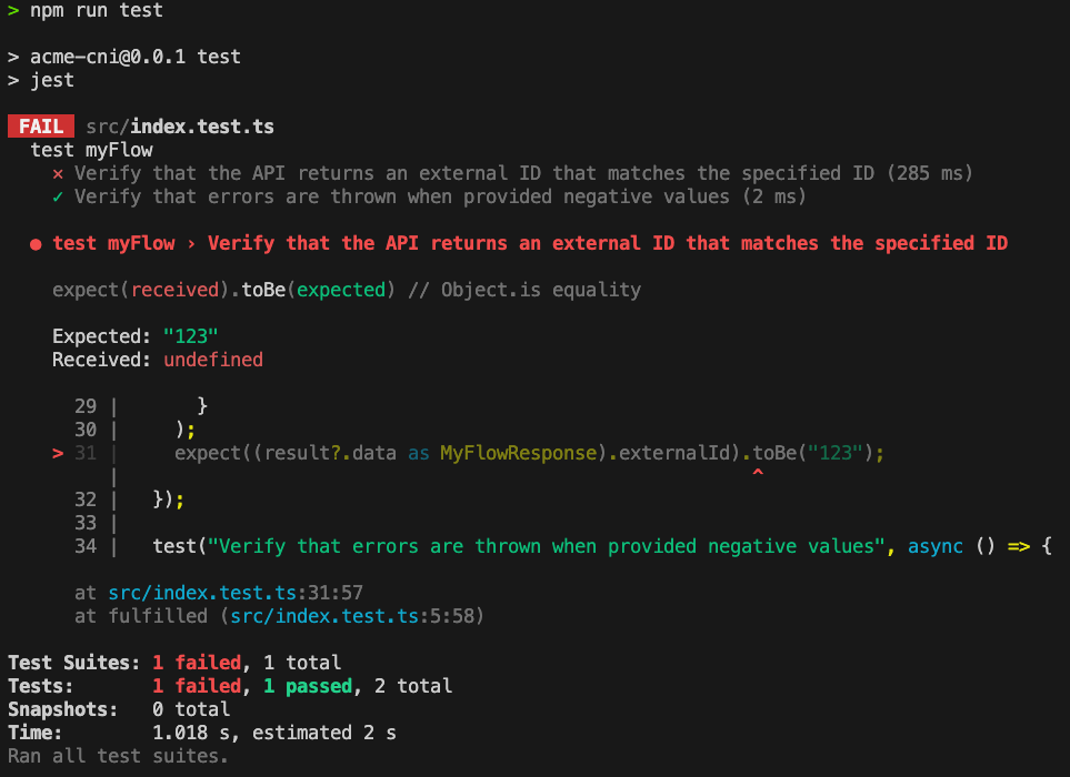 Running a unit test for a code-native integration