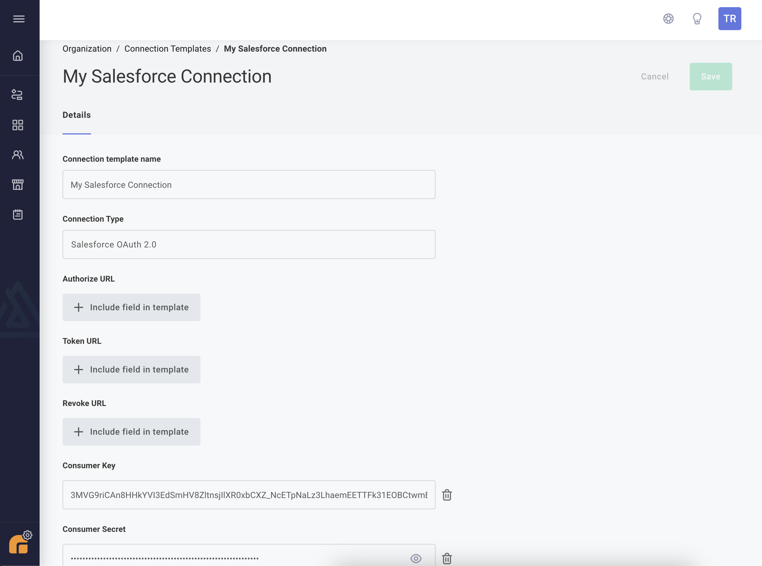 Add connection template inputs in Prismatic app