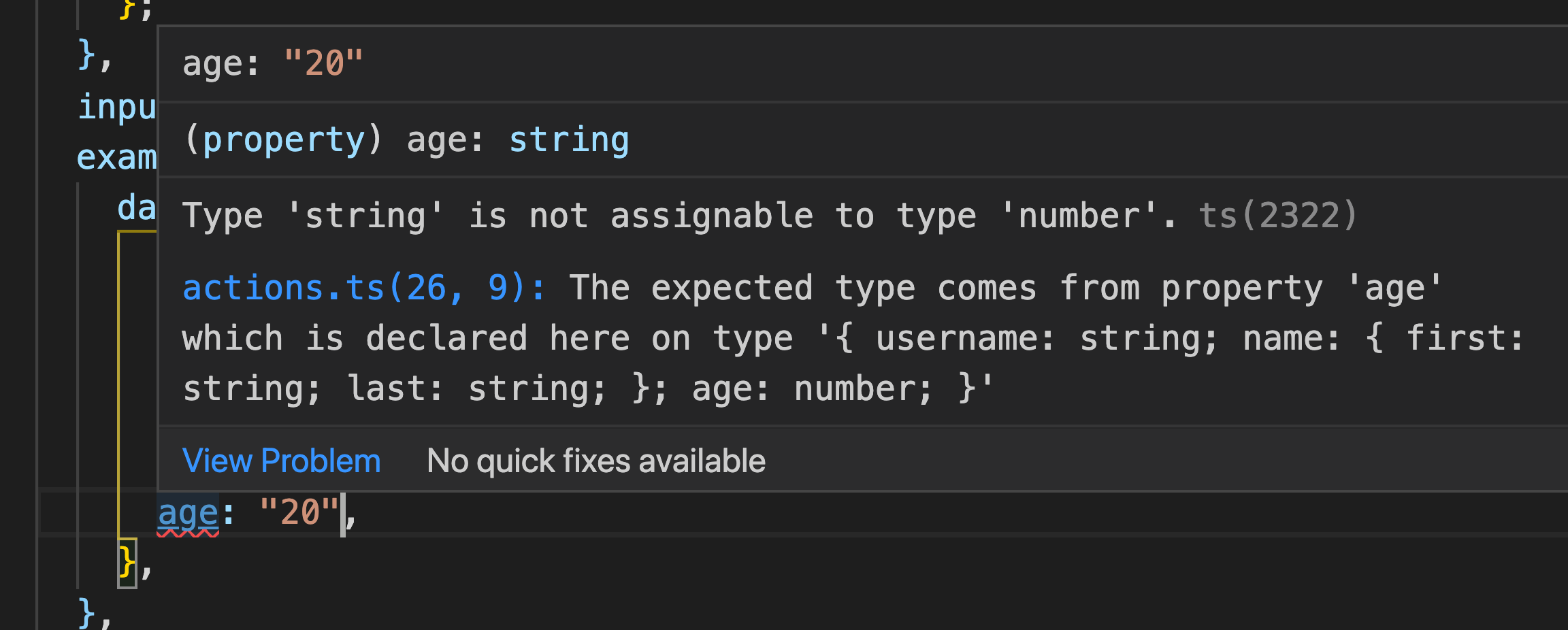 Example Result Data Type Mismatch in Typescript