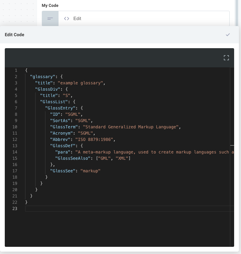 Code editor in Prismatic app