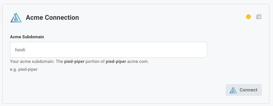 Screenshot of templating connection inputs