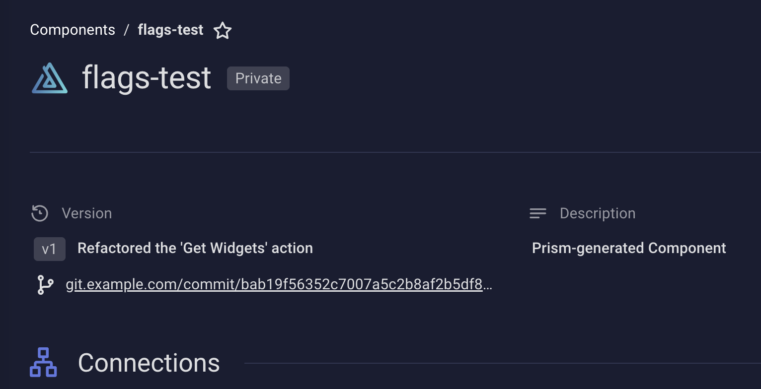 Component commit information in Prismatic app